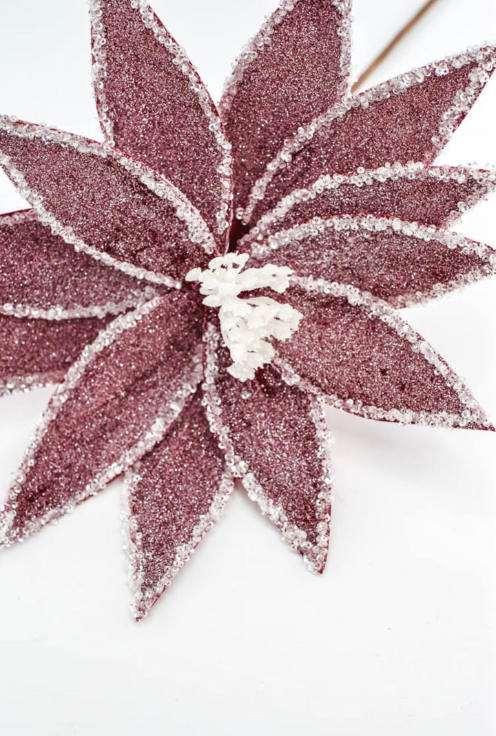 Frosted poinsettia stem - red - Greenery Market227545