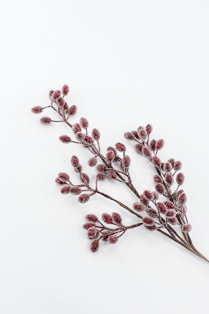 Frosted red cranberry spray - Greenery MarketArtificial Flora105577