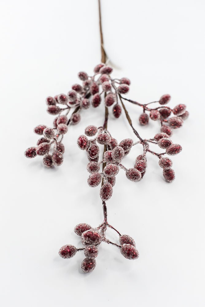 Frosted red cranberry spray - Greenery MarketArtificial Flora105577
