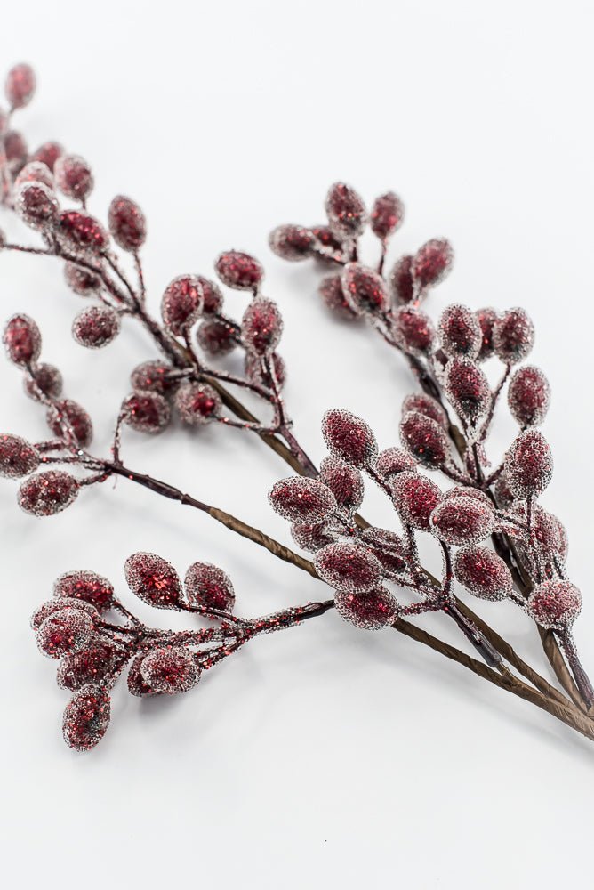 Frosted red cranberry spray - Greenery MarketArtificial Flora105577