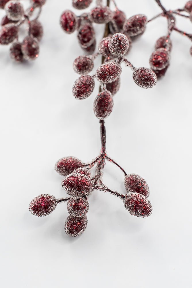 Frosted red cranberry spray - Greenery MarketArtificial Flora105577