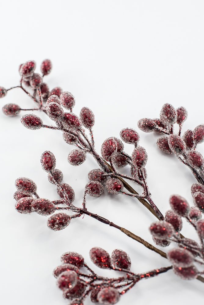 Frosted red cranberry spray - Greenery MarketArtificial Flora105577