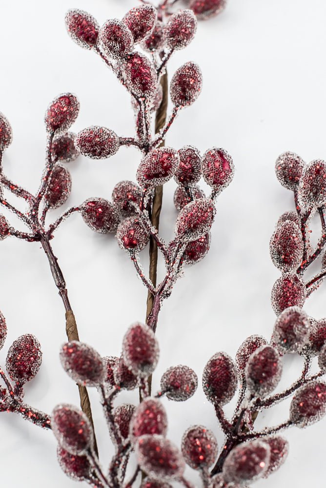 Frosted red cranberry spray - Greenery MarketArtificial Flora105577