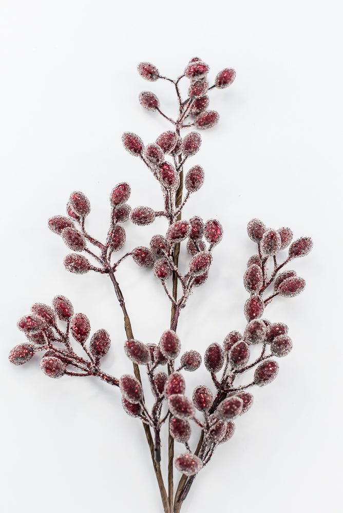 Frosted red cranberry spray - Greenery MarketArtificial Flora105577