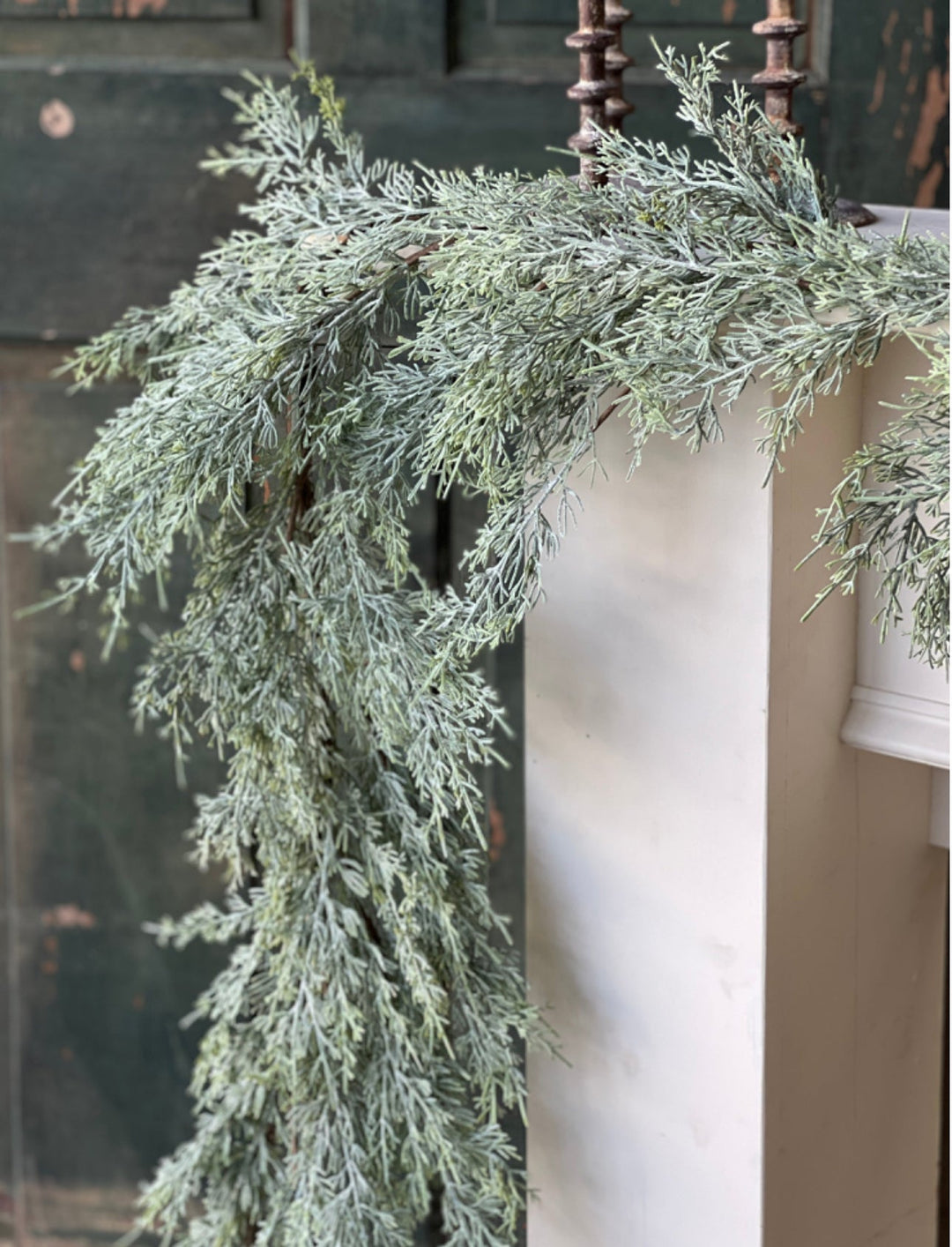 Frosted weeping filigree juniper garland 6’ - Greenery MarketXm6101