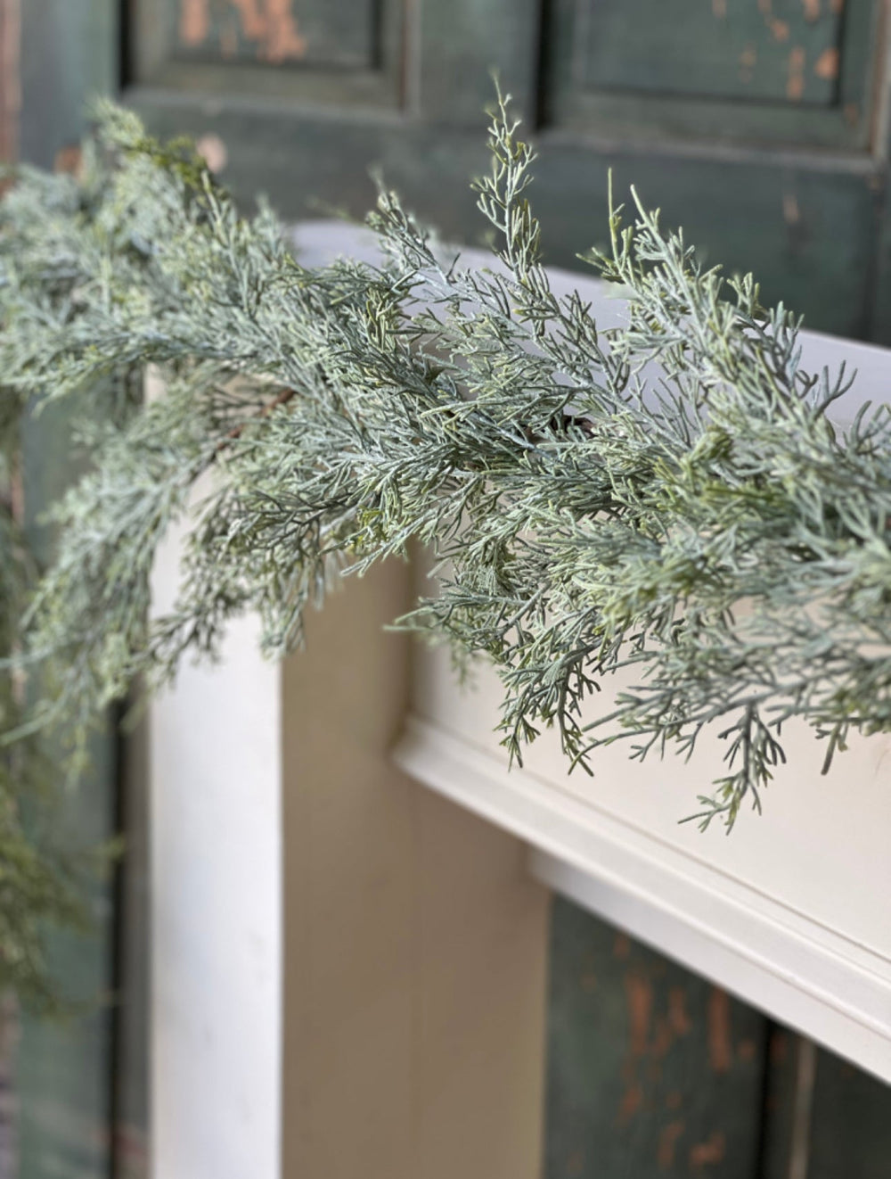 Frosted weeping filigree juniper garland 6’ - Greenery MarketXm6101