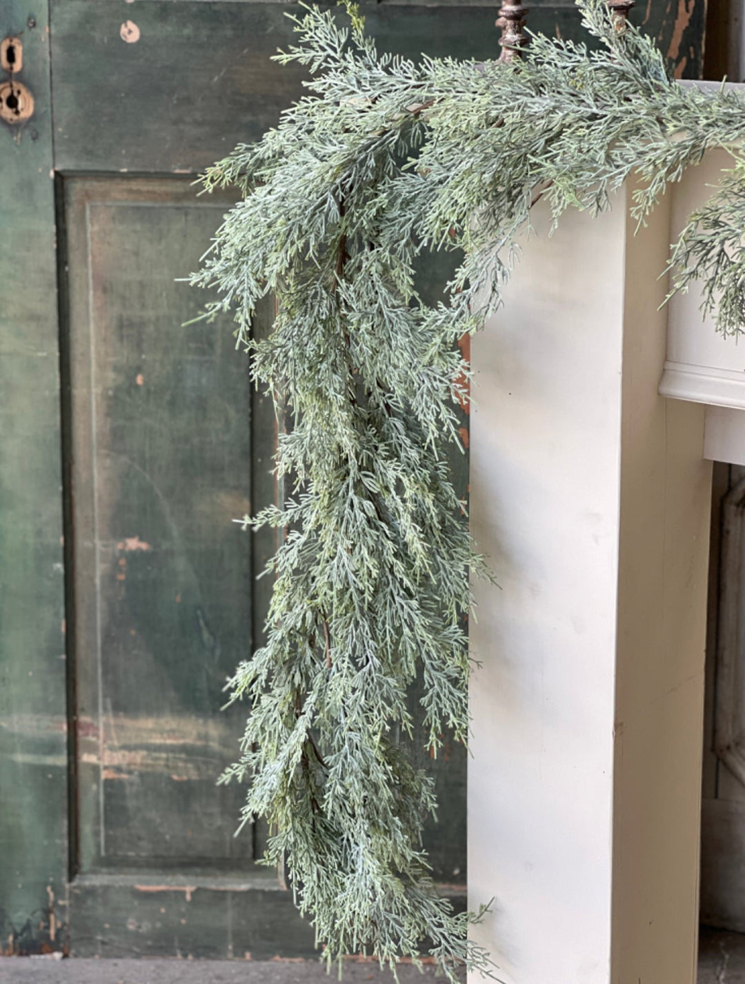 Frosted weeping filigree juniper garland 6’ - Greenery MarketXm6101