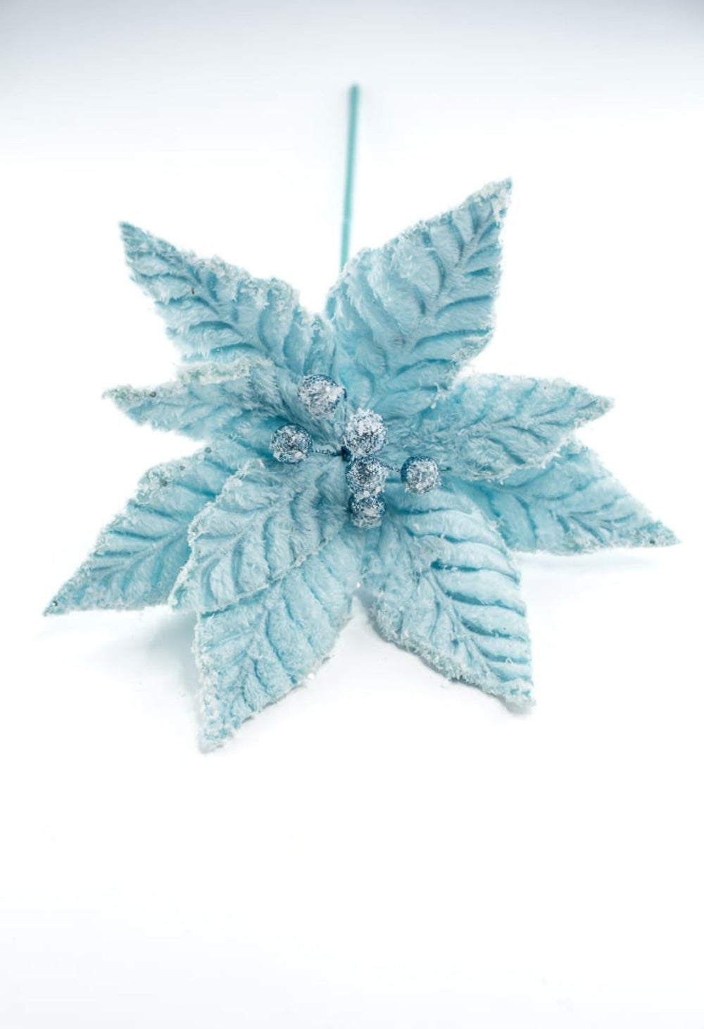 Frosty blue velvet poinsettia - Greenery Marketartificial flowers86030BL