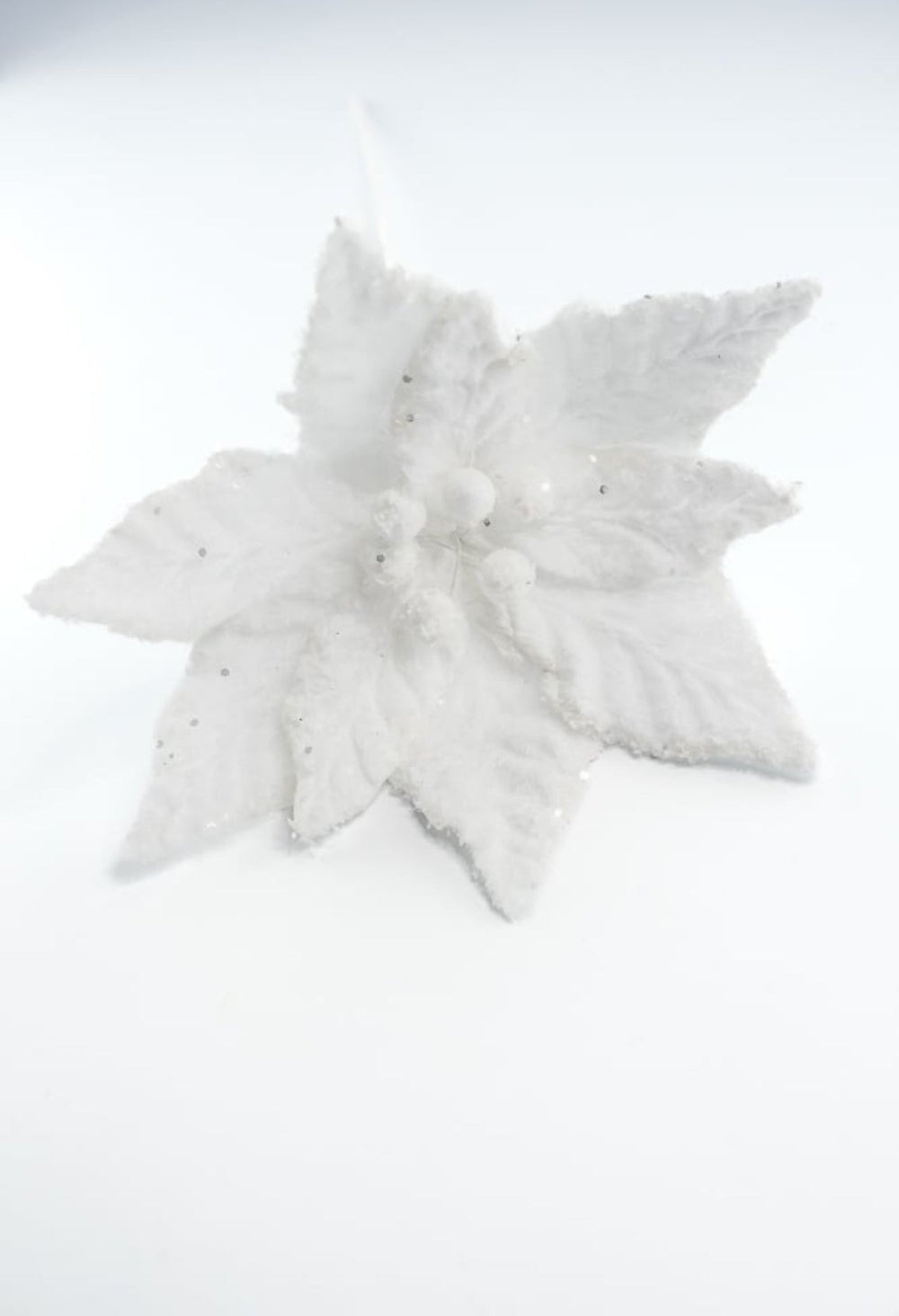 Frosty white velvet poinsettia - Greenery Marketartificial flowers86030WT