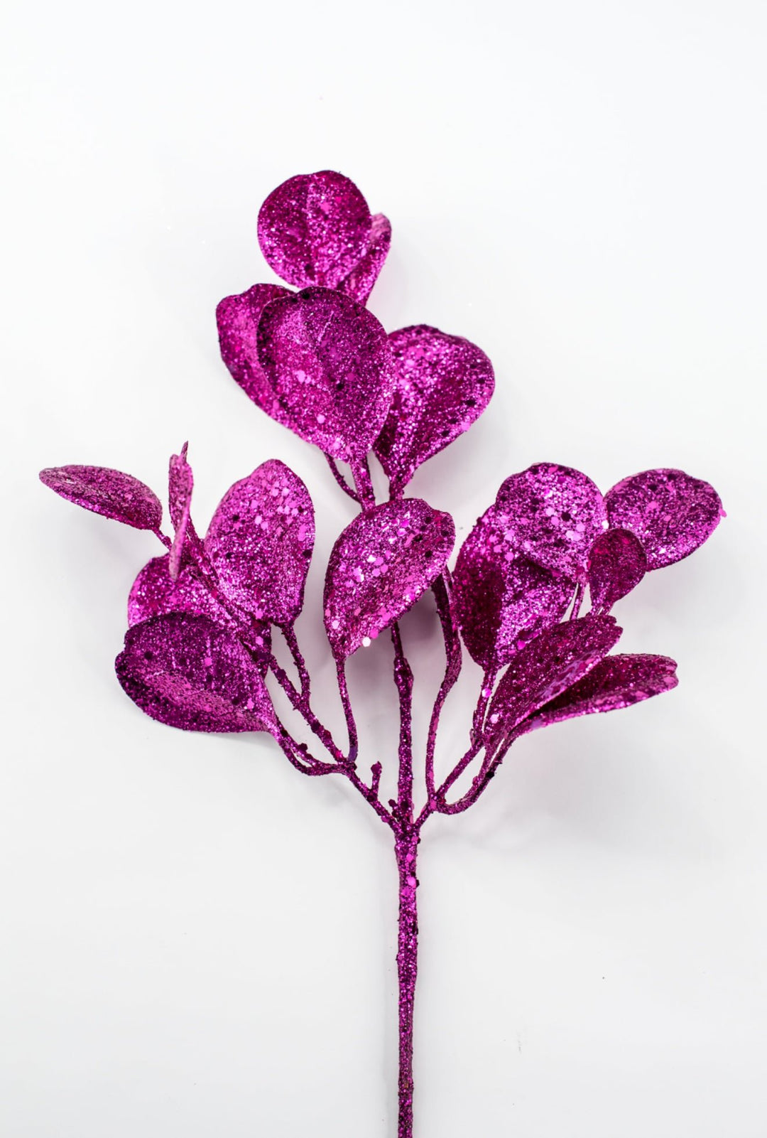 Fuchsia Glittered Eucalyptus Leaf Spray - 17" - Greenery MarketXAQ441-FU