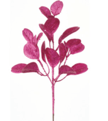 Fuchsia Glittered Eucalyptus Leaf Spray - 17" - Greenery MarketXAQ441-FU