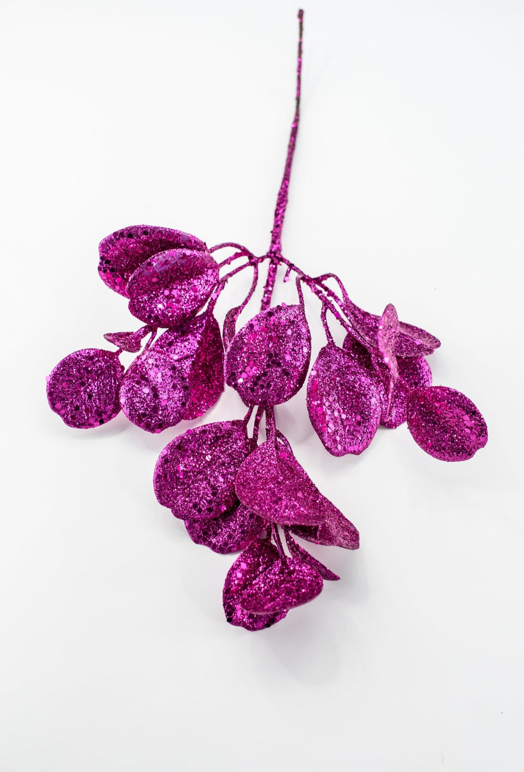 Fuchsia Glittered Eucalyptus Leaf Spray - 17" - Greenery MarketXAQ441-FU
