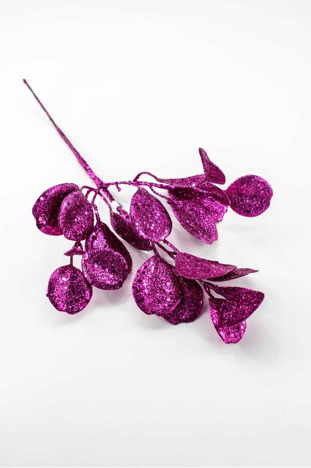 Fuchsia Glittered Eucalyptus Leaf Spray - 17" - Greenery MarketXAQ441-FU