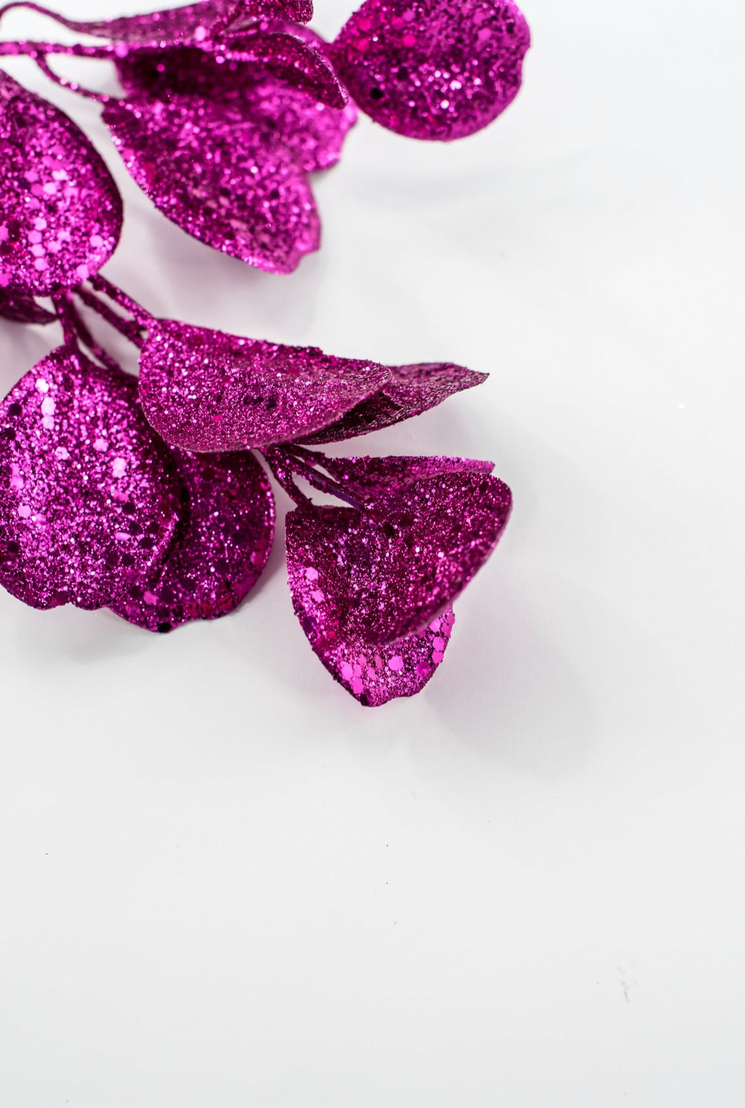 Fuchsia Glittered Eucalyptus Leaf Spray - 17" - Greenery MarketXAQ441-FU