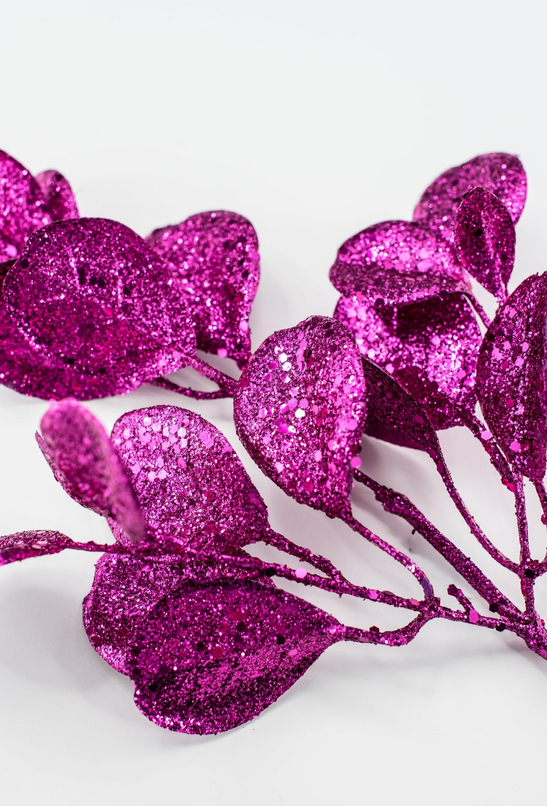 Fuchsia Glittered Eucalyptus Leaf Spray - 17" - Greenery MarketXAQ441-FU