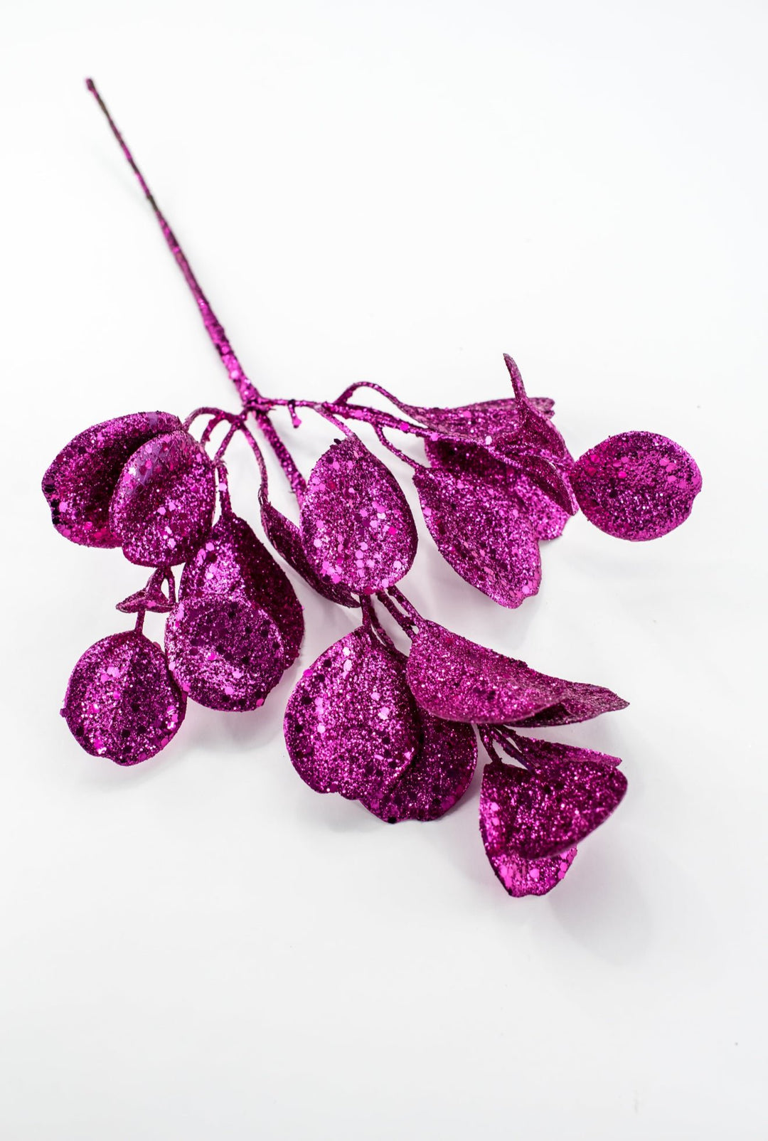 Fuchsia Glittered Eucalyptus Leaf Spray - 17" - Greenery MarketXAQ441-FU