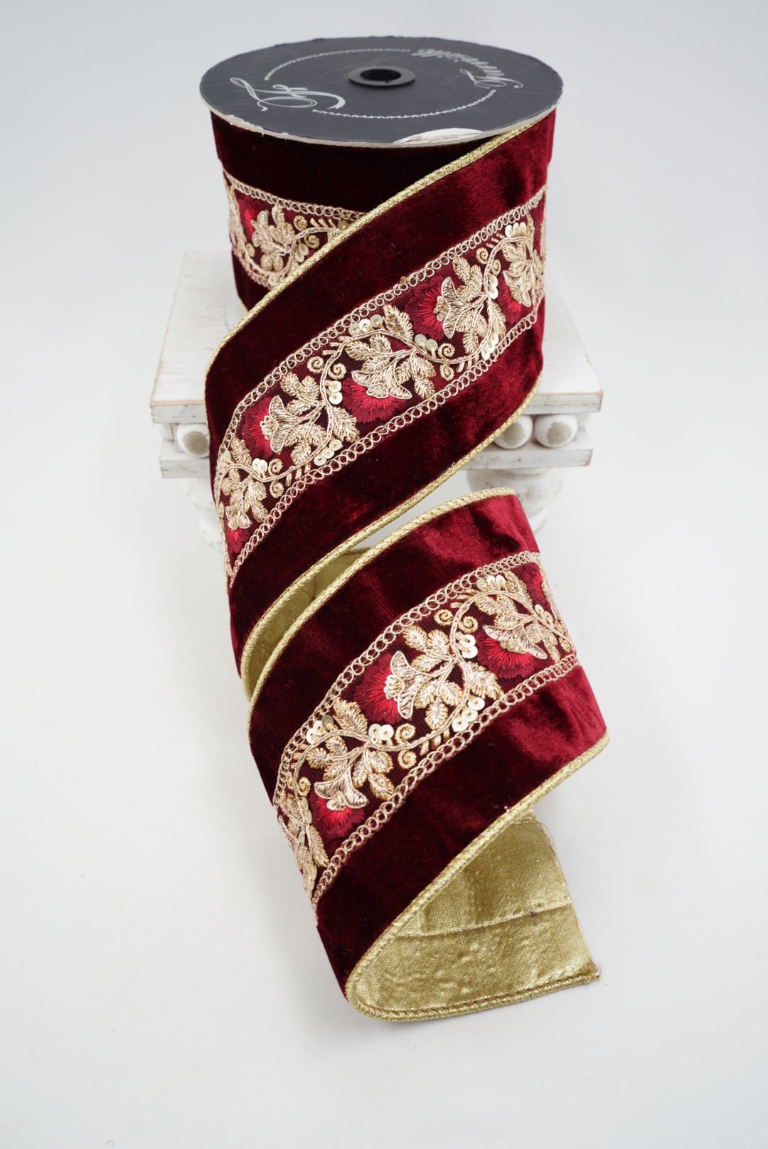 Garnet Vintage Tapestry Farrisilk Wired Ribbon - 4" - Greenery MarketRibbons & TrimRK835-11