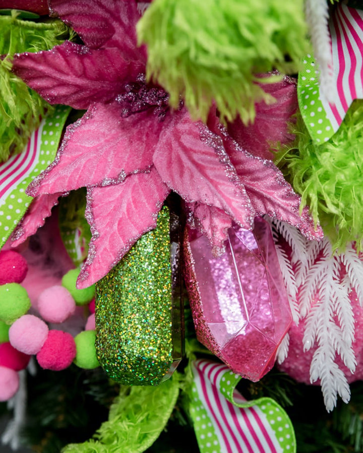 Gems glitter ornaments - 2 assorted pink - Greenery MarketXJ552222