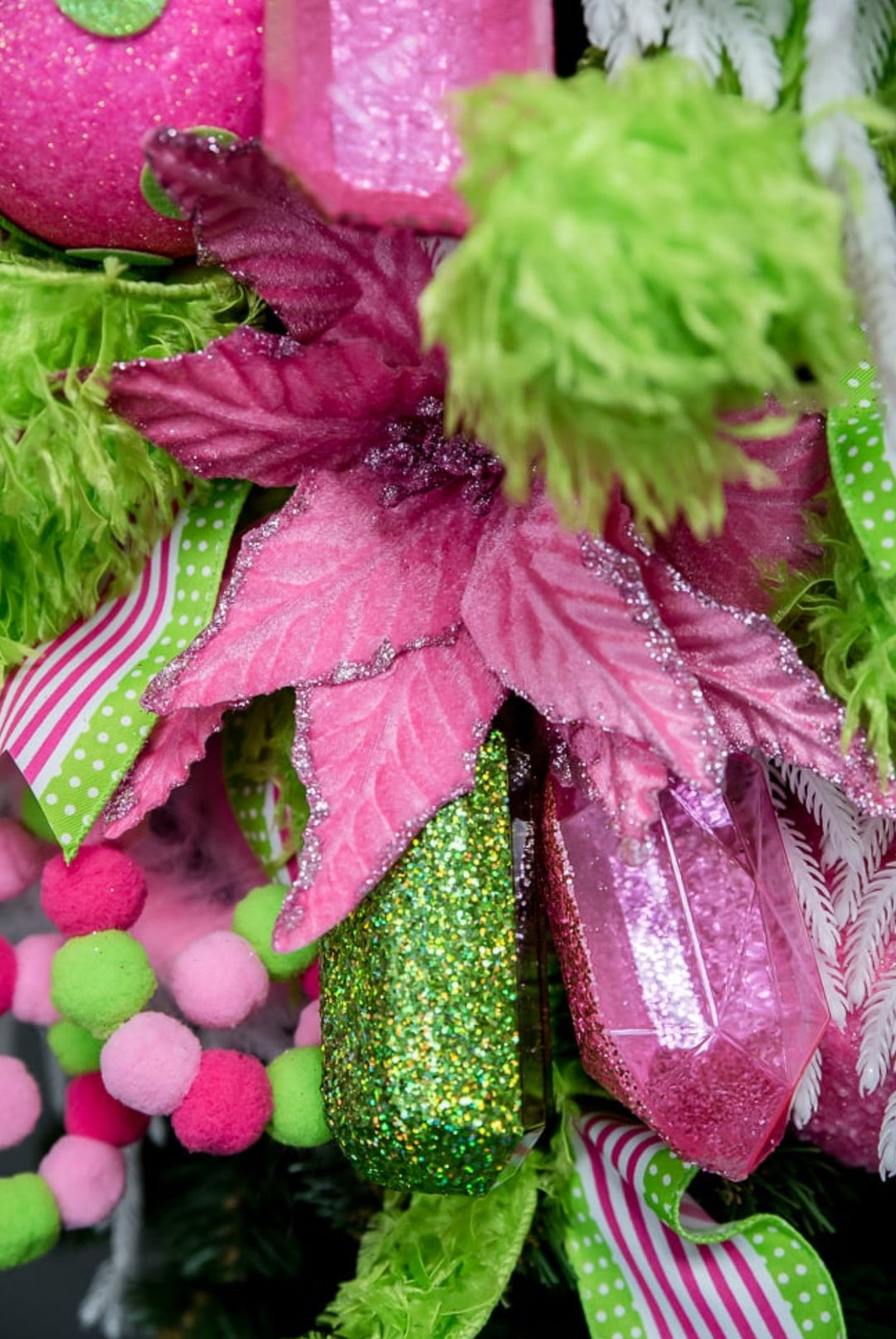 Gems glitter ornaments - 2 assorted pink - Greenery MarketXJ552222