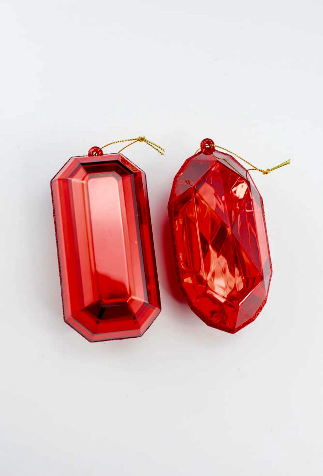 Gems, oblong, ornaments - set of 2 assorted red - Greenery MarketMTX67414 RED