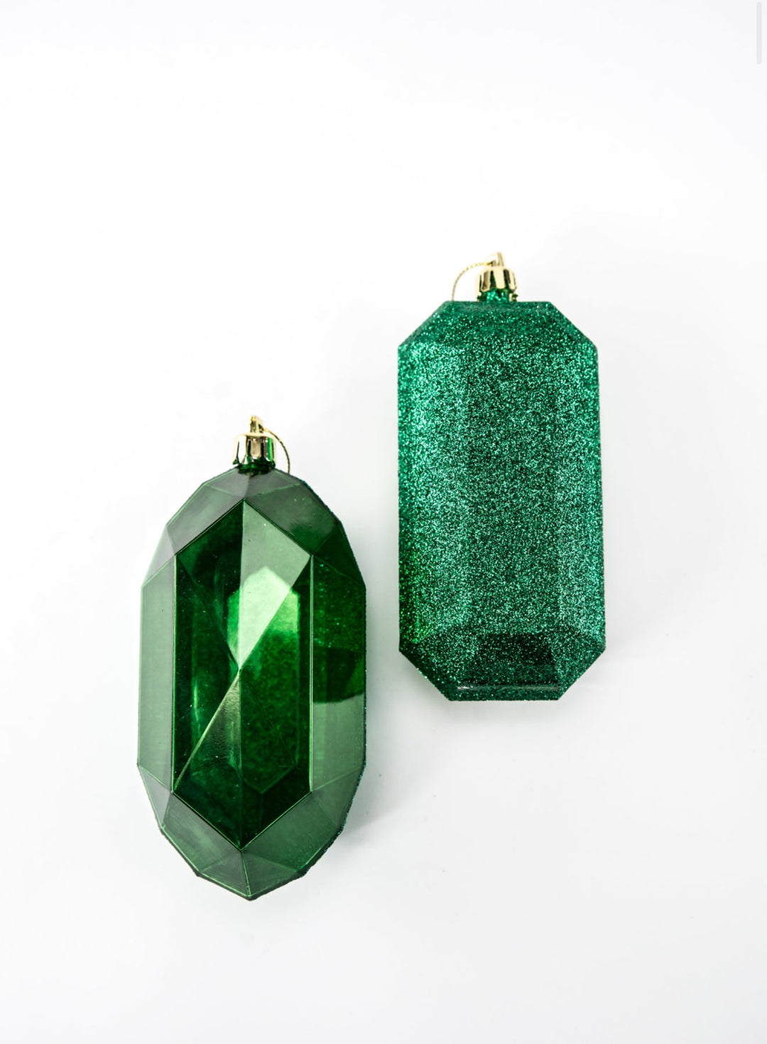 Gems ornaments - 2 assorted glitter emerald green - double sided - Greenery MarketXJ563306