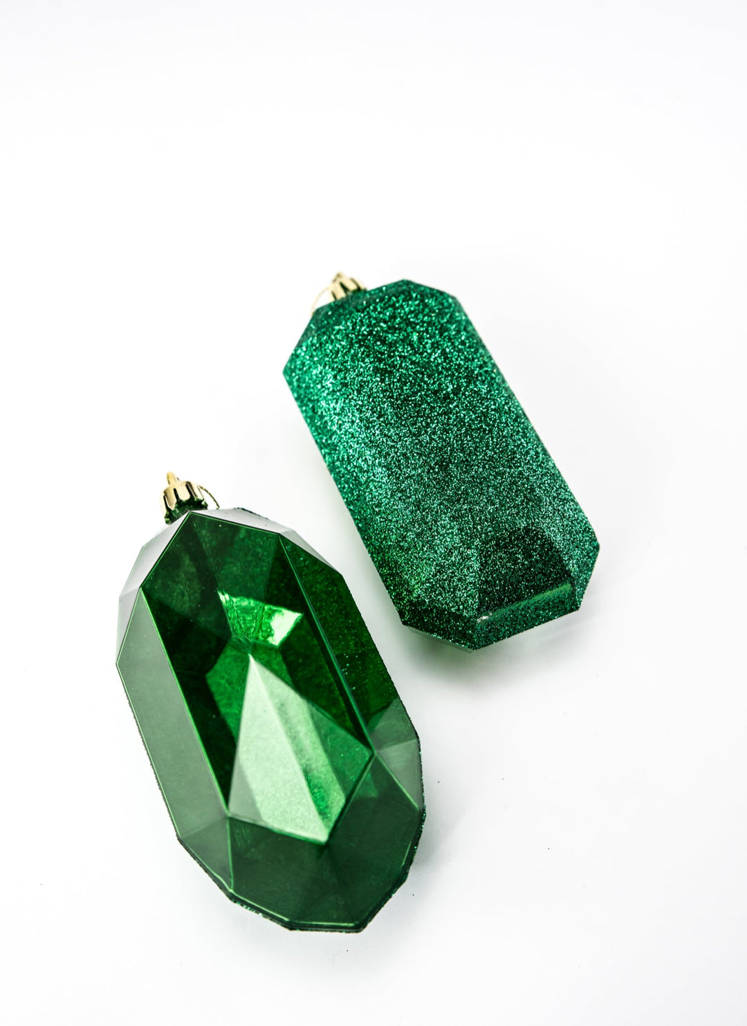 Gems ornaments - 2 assorted glitter emerald green - double sided - Greenery MarketXJ563306