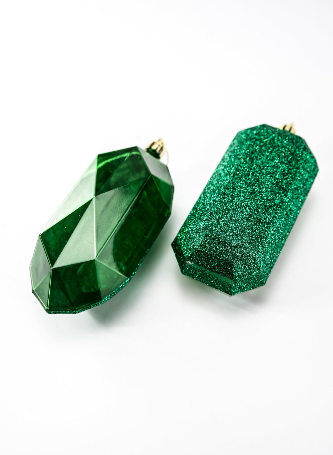 Gems ornaments - 2 assorted glitter emerald green - double sided - Greenery MarketXJ563306