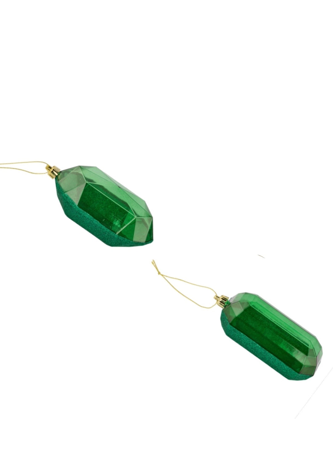 Gems ornaments - 2 assorted glitter emerald green - Greenery MarketXJ563306