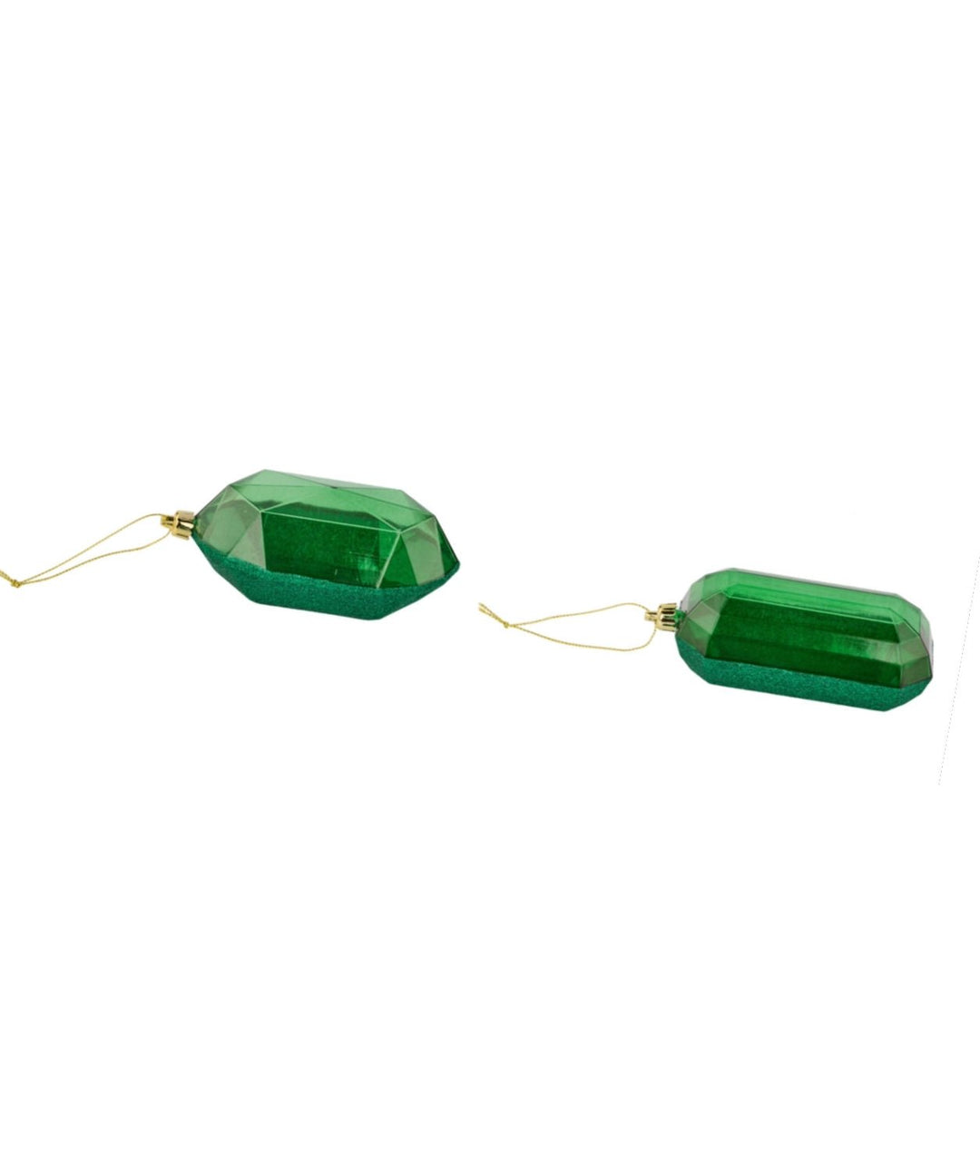 Gems ornaments - 2 assorted glitter emerald green - Greenery MarketXJ563306