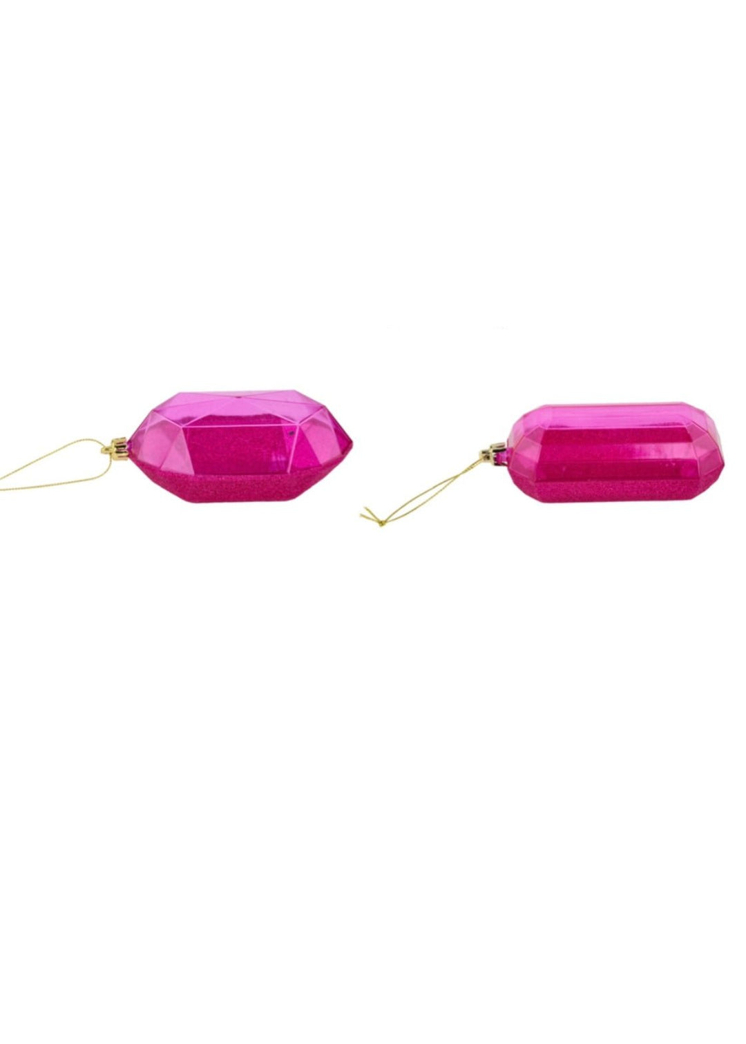 Gems ornaments - 2 assorted glitter fuchsia - Greenery MarketXJ563307