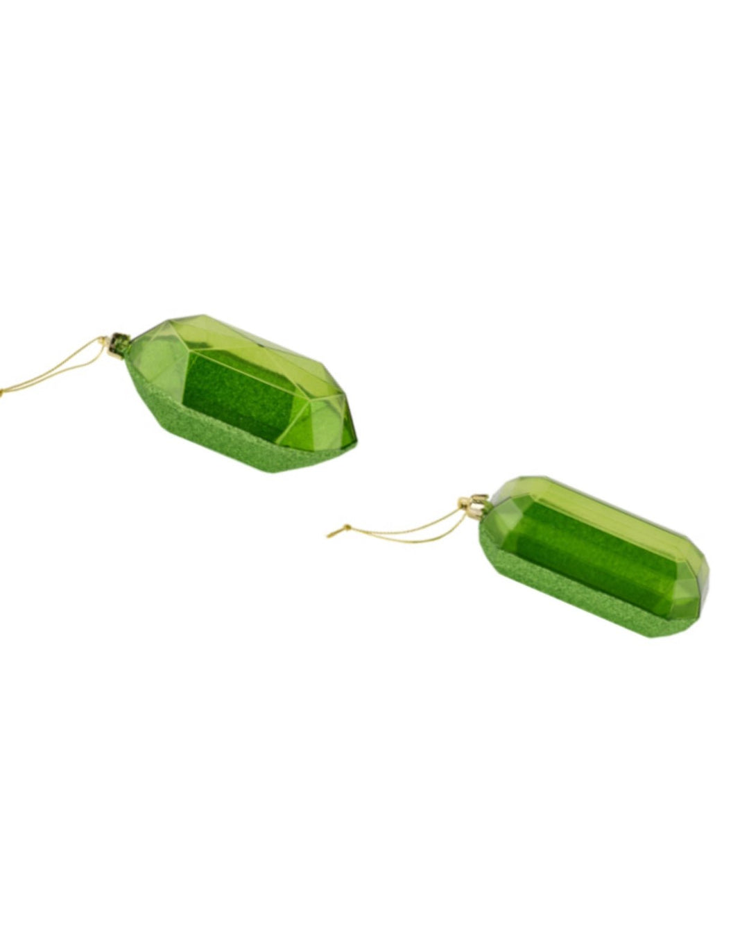 Gems ornaments - 2 assorted glitter lime green - Greenery MarketXJ563369