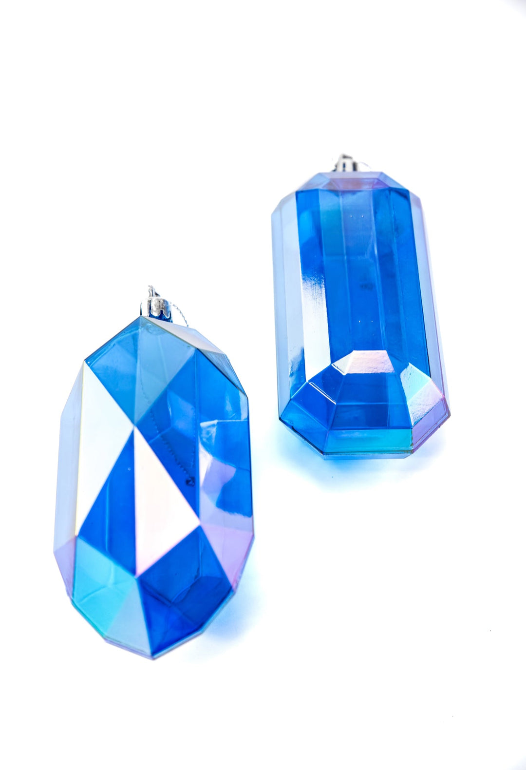 Gems ornaments - 2 assorted iridescent blue - Greenery MarketXJ552125