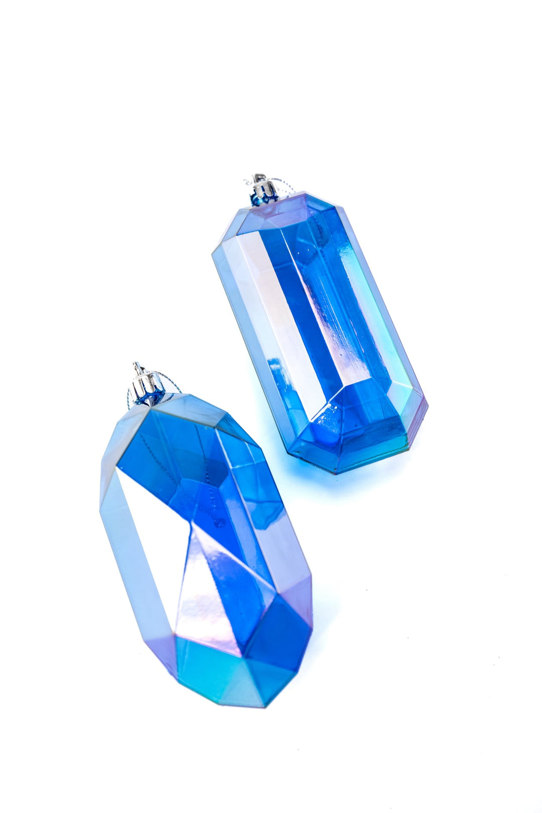 Gems ornaments - 2 assorted iridescent blue - Greenery MarketXJ552125