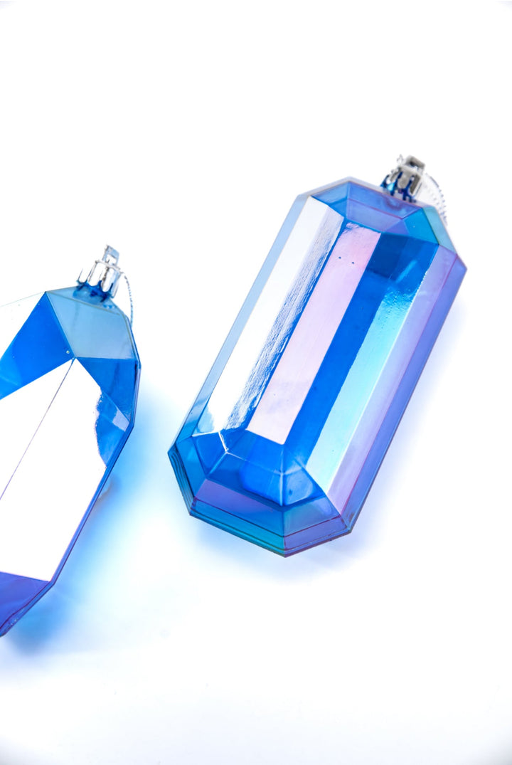 Gems ornaments - 2 assorted iridescent blue - Greenery MarketXJ552125