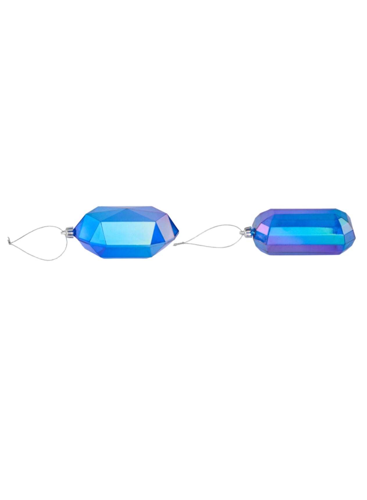 Gems ornaments - 2 assorted iridescent blue - Greenery MarketXJ552125