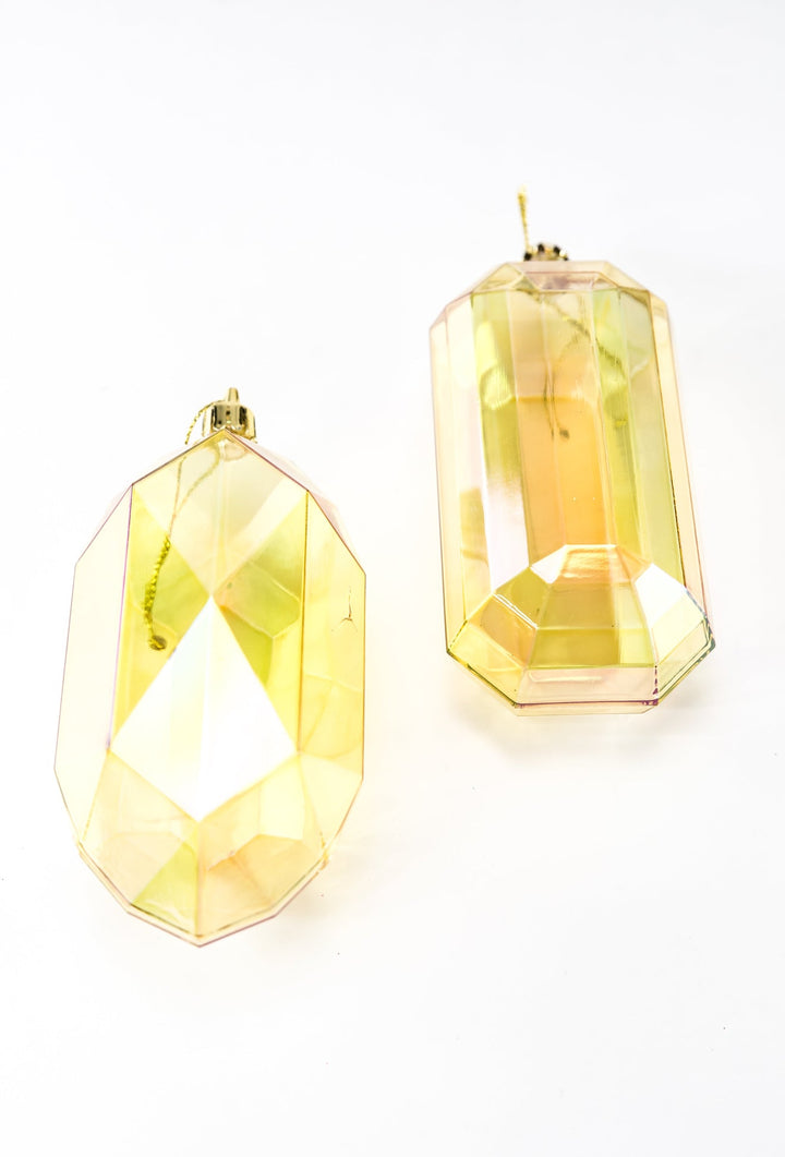 Gems ornaments - 2 assorted iridescent gold - Greenery MarketXJ552108