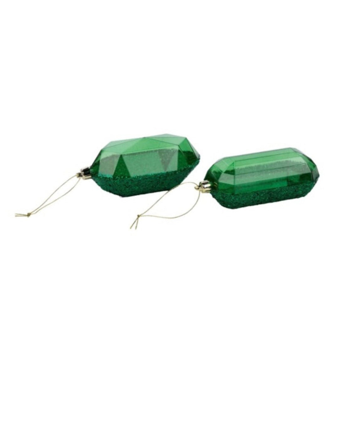 Gems ornaments - 2 assorted laser glitter emerald green - Greenery MarketXJ552306