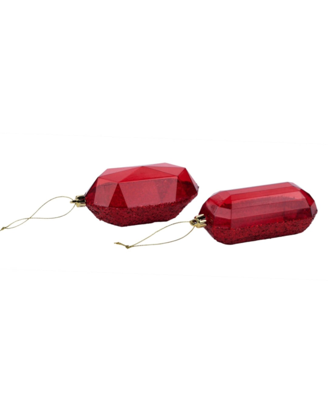 Gems ornaments - 2 assorted laser glitter red - Greenery MarketXJ552324