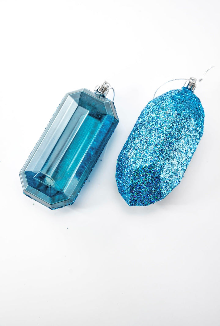 Gems ornaments - 2 assorted laser glitter smoke blue - Greenery MarketXJ5523FF