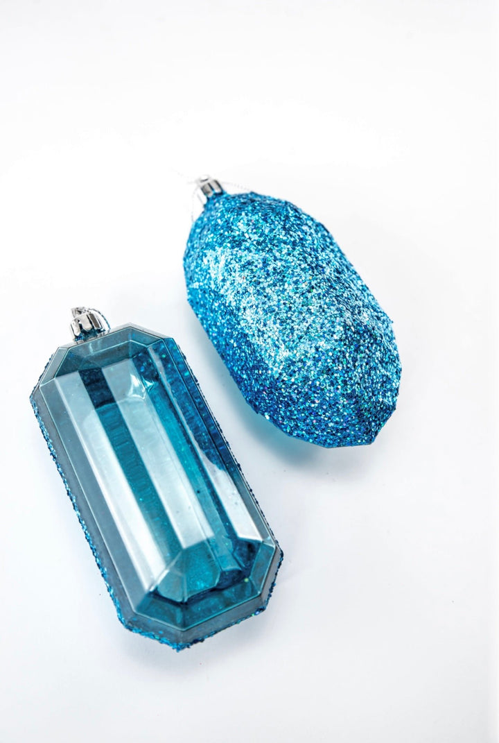 Gems ornaments - 2 assorted laser glitter smoke blue - Greenery MarketXJ5523FF