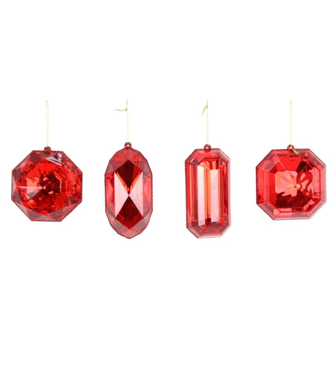 Gems ornaments - 4 assorted - red - Greenery Market218509