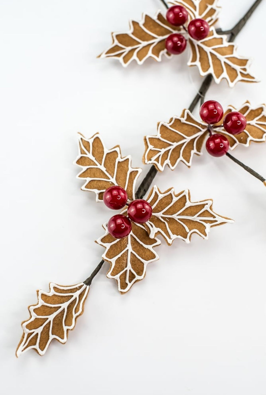 Gingerbread holly spray - Greenery MarketXS0929