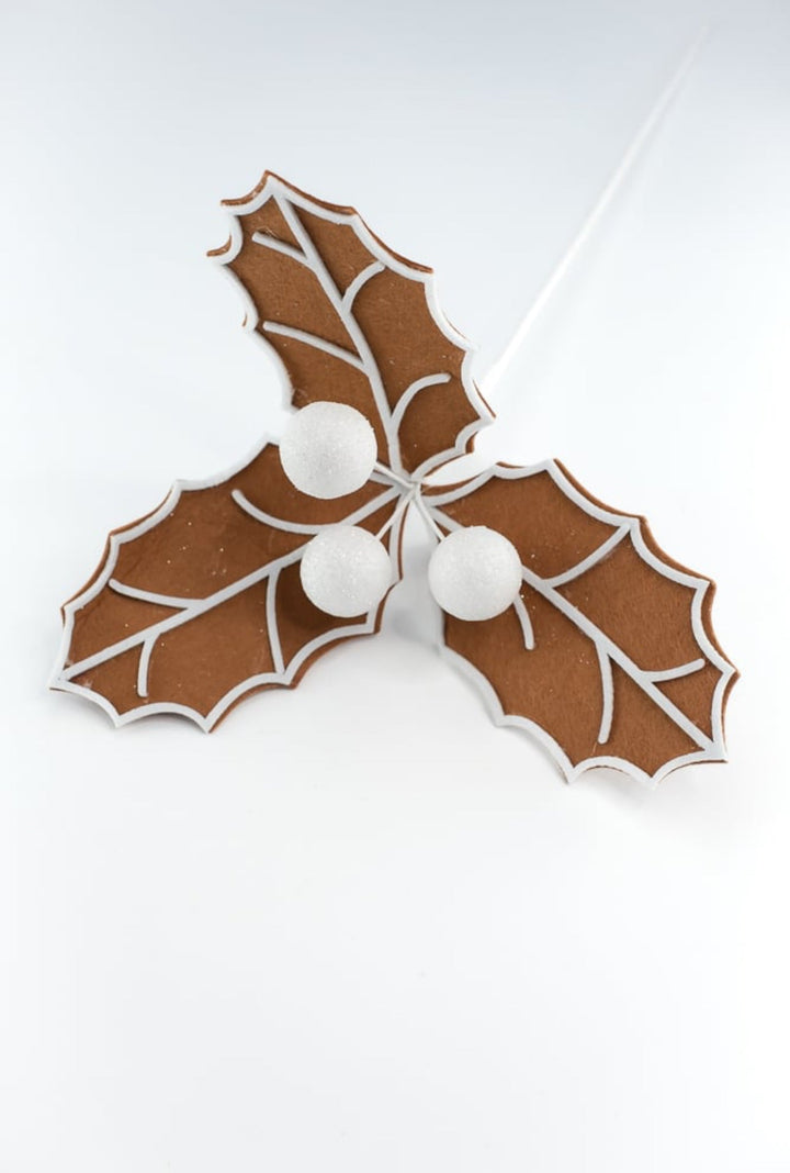 Gingerbread holly stem - Greenery MarketXS1156