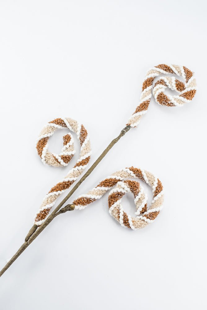 Gingerbread, Jute Chenille Curly Spray - 28" - Greenery MarketArtificial Flora65784