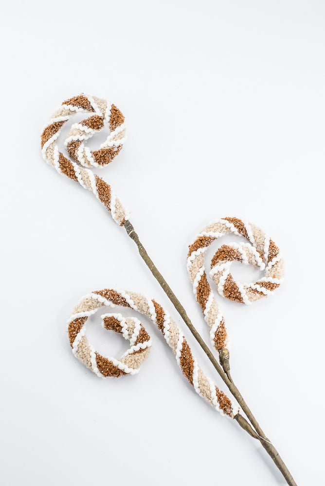 Gingerbread, Jute Chenille Curly Spray - 28" - Greenery MarketArtificial Flora65784