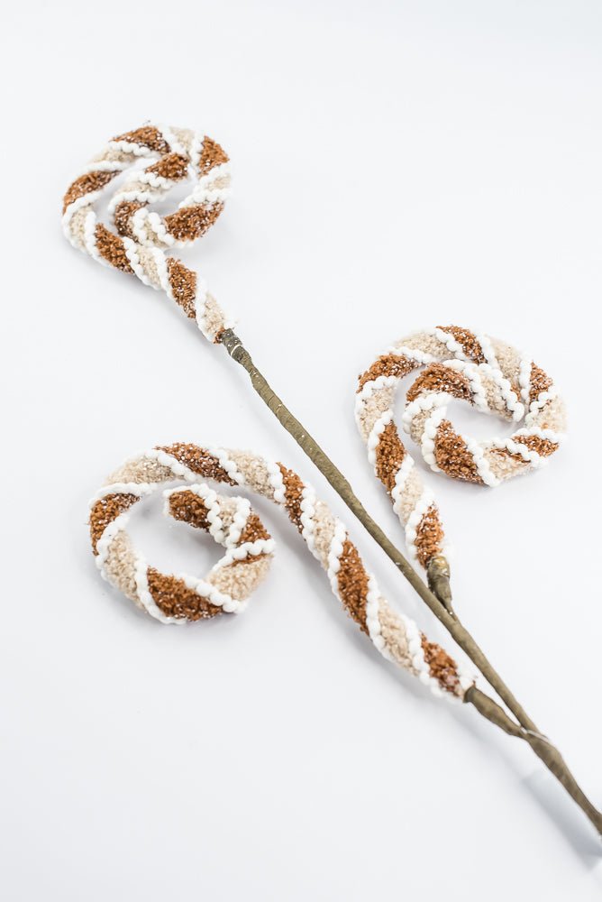 Gingerbread, Jute Chenille Curly Spray - 28" - Greenery MarketArtificial Flora65784