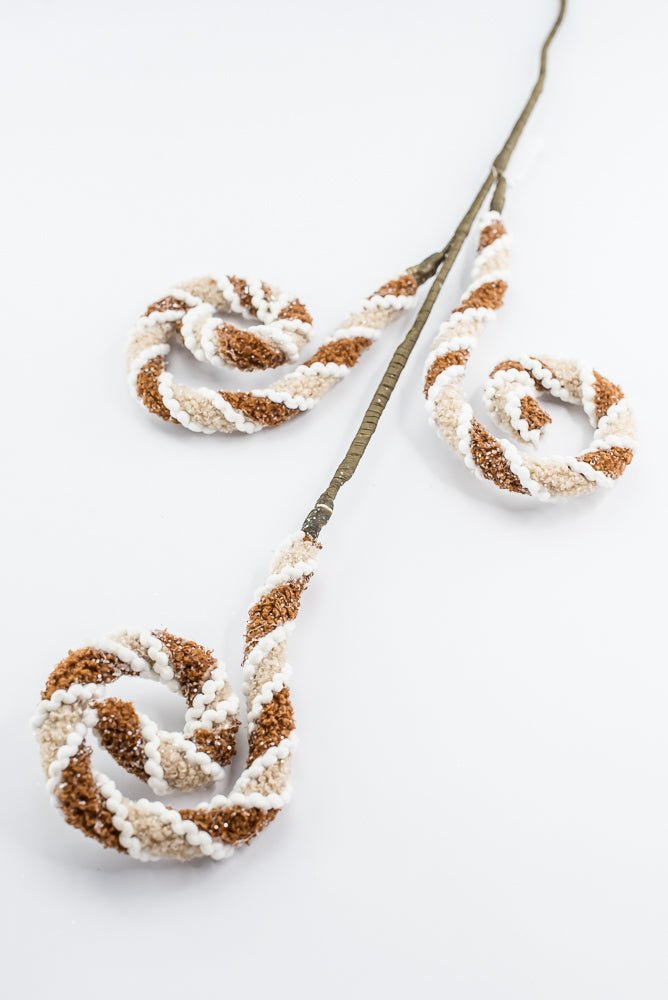 Gingerbread, Jute Chenille Curly Spray - 28" - Greenery MarketArtificial Flora65784