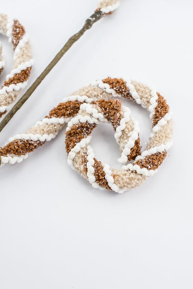 Gingerbread, Jute Chenille Curly Spray - 28" - Greenery MarketArtificial Flora65784