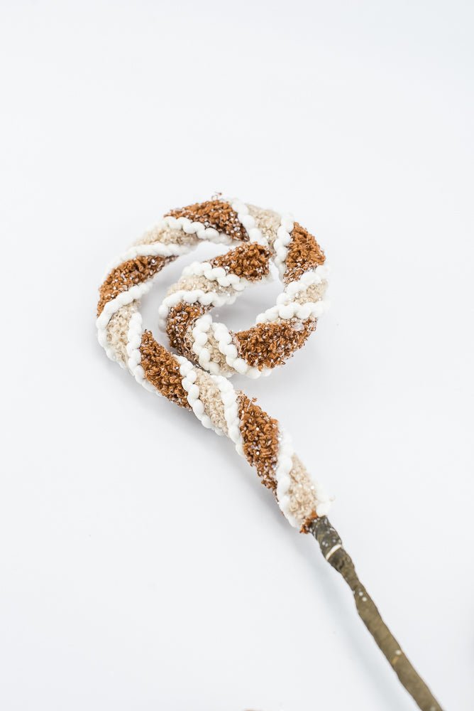 Gingerbread, Jute Chenille Curly Spray - 28" - Greenery MarketArtificial Flora65784
