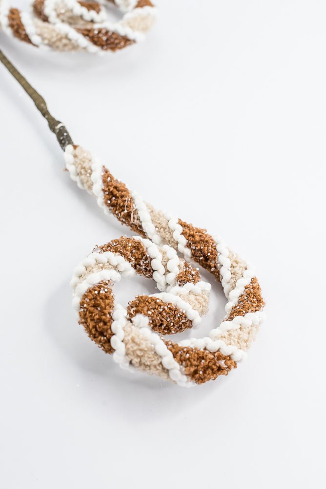 Gingerbread, Jute Chenille Curly Spray - 28" - Greenery MarketArtificial Flora65784